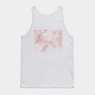 Rose gold hand drawn floral doodles and confetti design Tank Top